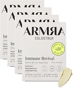 ARMRA ColostrumTM Premium Toz, Grass Fed, Gut Health Bloating Immunity Skin & Hair, Contains 400+ Bioaktif Nutrients, Keto, Gluten & Fat Free (Unflavored Sche | 120 Hizmet)