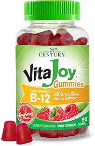 21. Yüzyıl VitaJoy Extra Strength B-12 3000 mcg Gummies, Raspberry, 90 Count