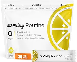 ROUTINE Morning Daily Hydration | Electrolyte Toz Paketleri Apple Cider Vinegar, Lemon ve Sea Salt | Keto & Paleo-Friendly Electrolyte Drink Mix (30 Pack)