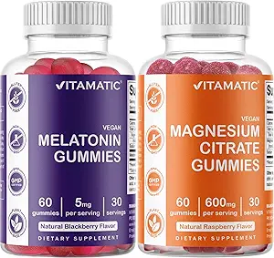 Vitamatic Magnesium Gummies & Μελατονίνη Gummies Combo - 60 Count Each
