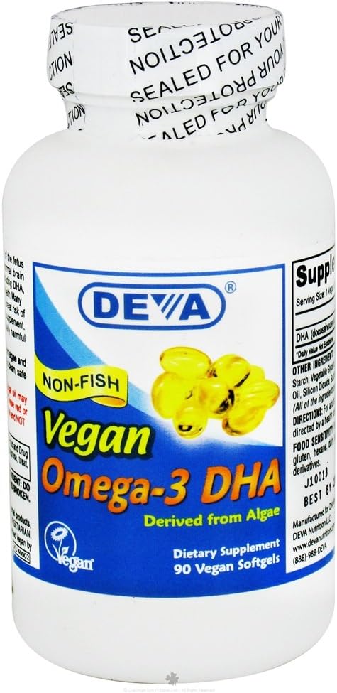 Deva Vegan Omega-3 DHA 200mg, από άλγη, μη ψάρια, καθυστερημένη απελευθέρωση, 90 κάψουλες, 1-πακέτο
