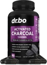 Aktif Charcoal Capsules Cleanse Detox - Stomach Gas ve Bloating Relief for Men Women Kids - Active Capsules Toz Binder Gut için Aktif Supplements