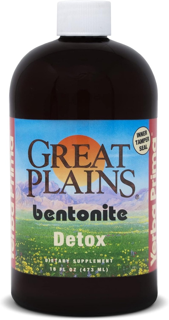 Yerba Prima Liquid Great Plains Bentonite Clay - από την αρχαία ηφαιστειακή τέφρα - Φυσικό συμπλήρωμα ορυκτών