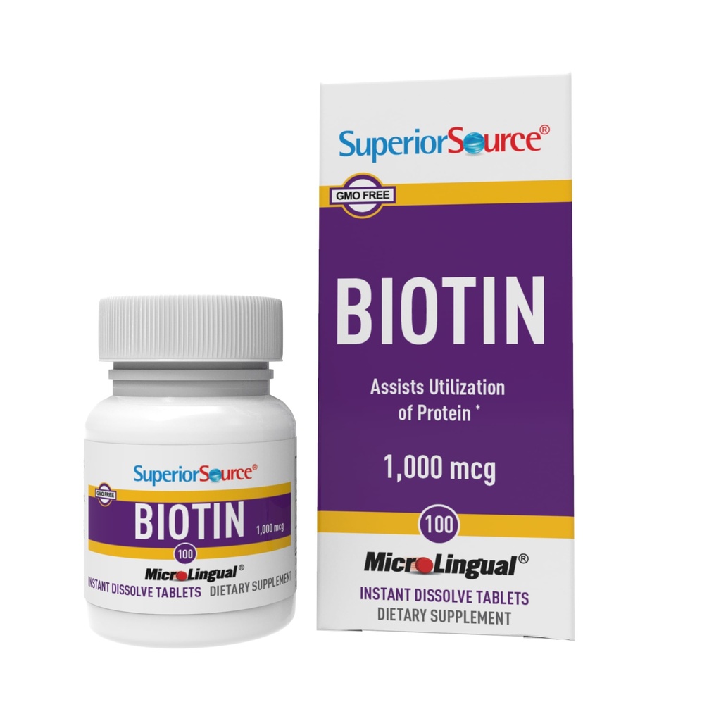 Üstün Kaynak Biotin 1000 mcg. Under The Tongue Quick Dissolve MicroLingual Tablets, 100 Kont, Sağlıklı Saçları Destekler, Cilt ve Çiçek Büyümesi, Enerji Metabolism, Non-GMO