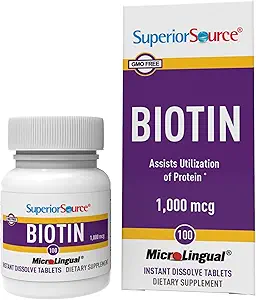 Superior Source Biotin 1000 mcg. Σύμφωνα με τη γλώσσα Γρήγορη διάλυση μικροLingual δισκία, 100 Count, υποστηρίζει υγιή μαλλιά, δέρμα, και ανάπτυξη των νυχιών, βοηθά στη στήριξη του μεταβολισμού της ενέργειας, μη GMO