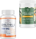 Urolithin A Supplement 1500MG Plus Brown Rice Protein + Super Greens Toz Superfood Supplement with Electrolytes & Tonic Herbs