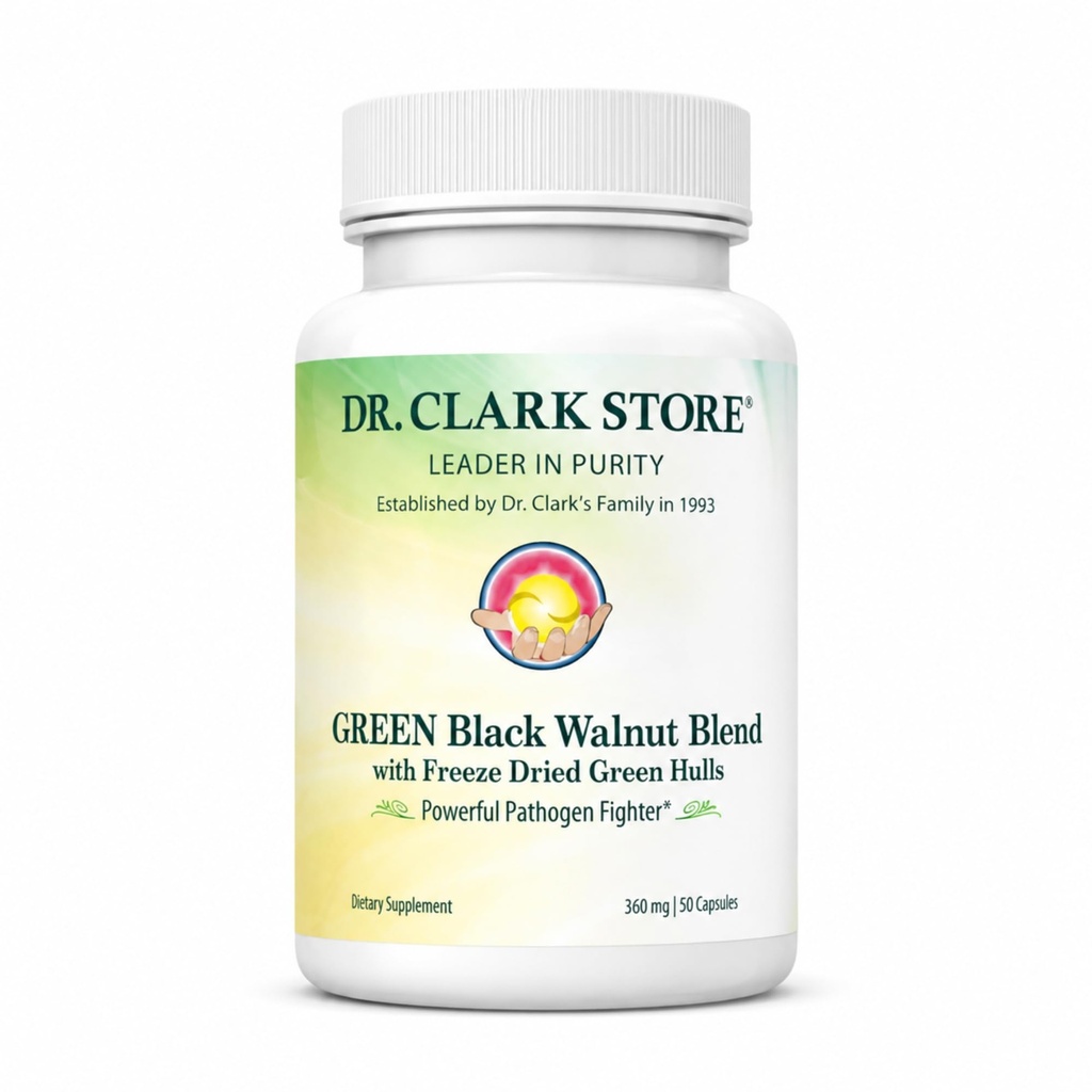 Dr Clark Green Black Walnut Mix - Freeze pet Hull Diyetary Supplement, Ekstra Kuvvetli Formula All Natural Walnuts, Supports Health Intestinal Environment, 360 mg, 50 Gelatin Capsules