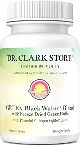 Dr Clark Green Black Walnut Mix - Freeze pet Hull Diyetary Supplement, Ekstra Kuvvetli Formula All Natural Walnuts, Supports Health Intestinal Environment, 360 mg, 50 Gelatin Capsules