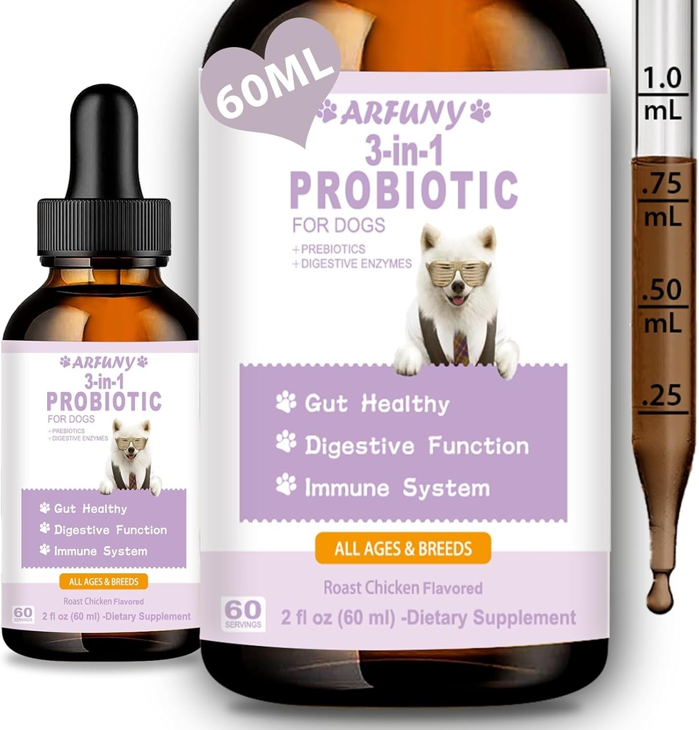 Köpek Destek Gut Flora, Digestive Health & Diarrhea- Canine Digestive Enzymes - Allergies & Itchy Skin Relief - Roast Chicken Flavor