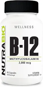 NutraBio Torch B-12 Vitamin Supplement, 2000mcg - Hücre Sağlığı ve Sağlık, 90 Sebze Capsules