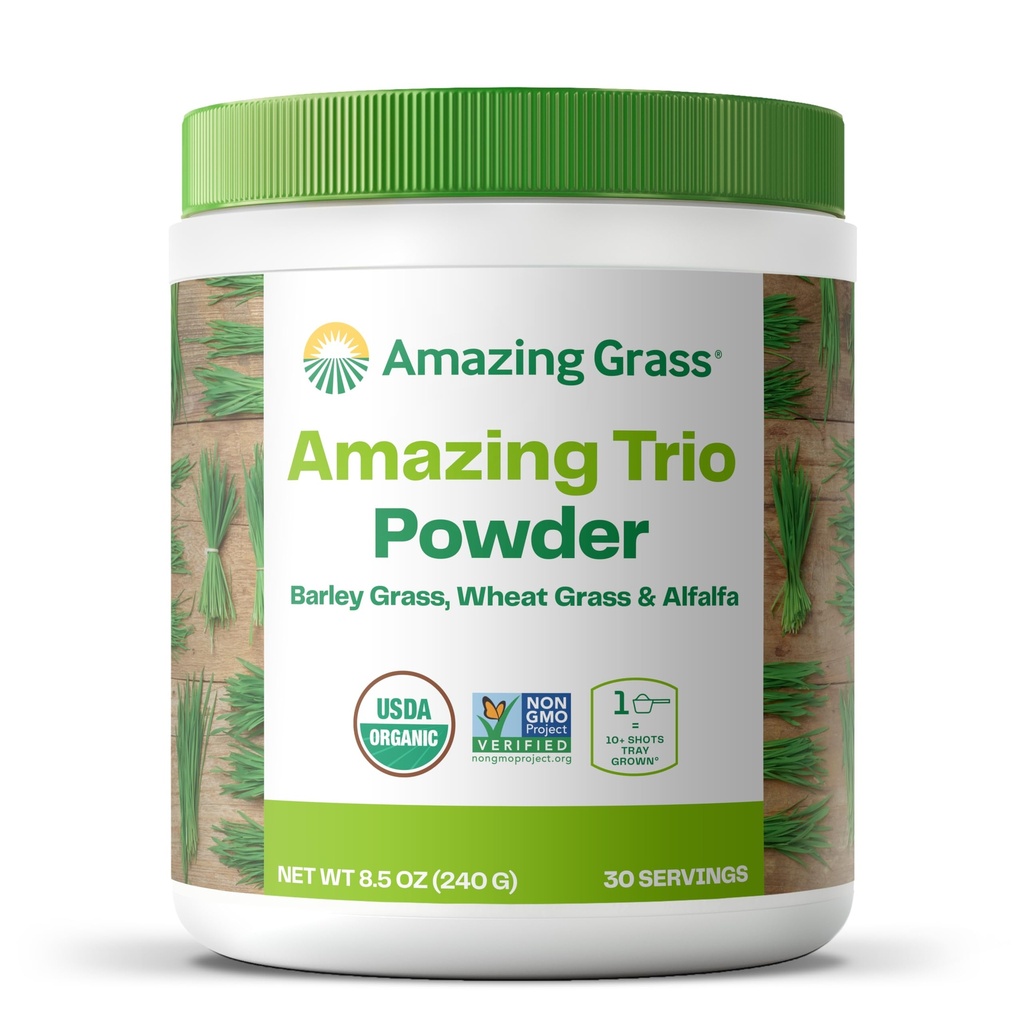 Amazing Grass Greens Trio: Buğdaygrasss, Alfalfa, & Barley Grass, Zengin klorophyll Kaynağı, 30 Hizmetler