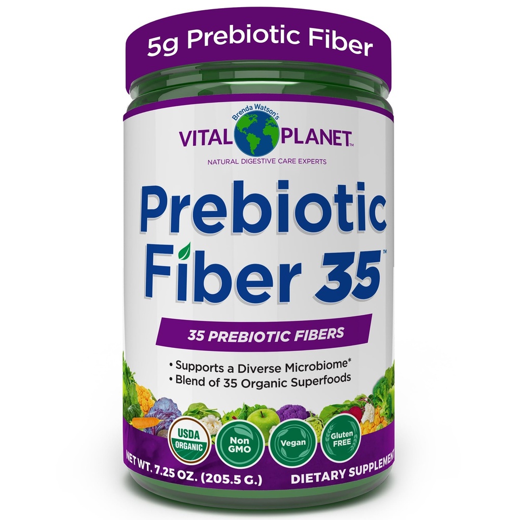 Vital Planet - Diyet Desteği ve Occasional Constipation için 35 Prebiyotik Fibers ve 35 Organik Superfoods ile Bowel Düzenliliği Korumak için Fiber 35 Toz Diverse Fiber Supplement, 6.77 oz