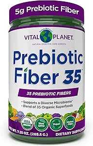 Vital Planet - Fiber 35 Powder Diverse Fiber Supplement for Dietary Support and Occasional Constipation with 35 Prebiotic Fibers and 35 Organic Superfoods to Reservation Bowel Regularity, 6.77 oz