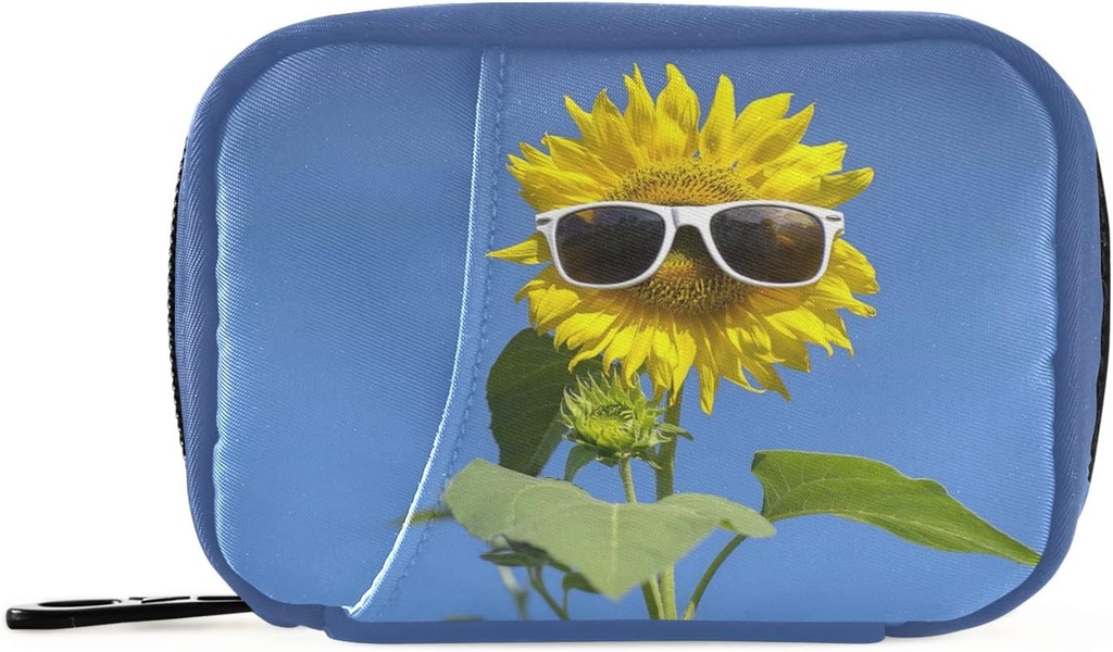 Funny Sunflower Pill Box 7 Günlük Pill Case Travel Pill Organizer Bag with diamond Weekly Case My Pills Case Compact Dimension for Vitamin Supplement Holder