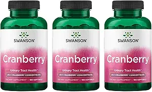 Swanson Cranberry - Destekler Urinary Tract Health, Bladder Control & Sağlıklı Kidney Function - Tamam 20:1 Cranberry Juice - (180 Softgels) 3 Pack