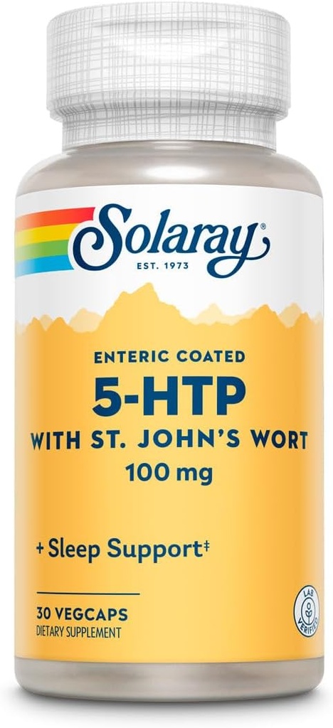 SOLARAY 5- HTP Plus St John's Wort - 30 Enteric-Coated Capsles - 100 mg - 30 Services