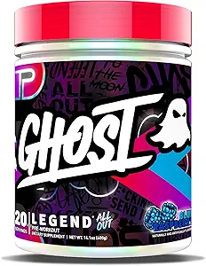 GHOST Legend All Out σε σκόνη προ-εργασίας, μπλε σμέουρο - 20 σερβιέτες - συμπλήρωμα προ-εργασίας για άνδρες & γυναίκες - Ενέργεια & Αντλίες - καφεΐνη, L-Citrulline, & Beta Alanine Blend - Χωρίς ζάχαρη