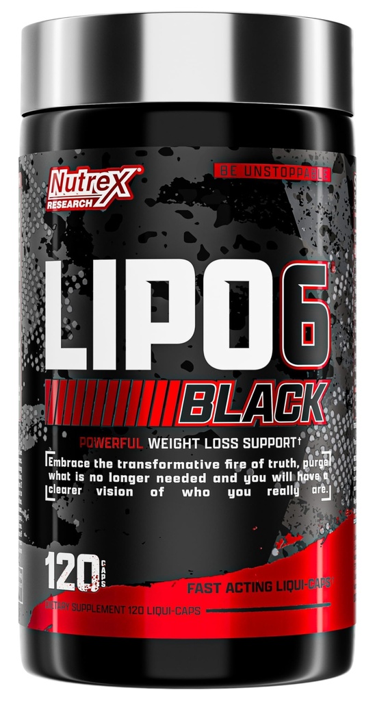 Nutrex Lipo-6 Μαύρο Max δύναμη λίπος Burner - γρήγορη ενέργεια δράσης, απώλεια βάρους χάπια διατροφής – Ορεκτικό καταπιεστικό, ενίσχυση μεταβολισμού - 120 κάψουλες