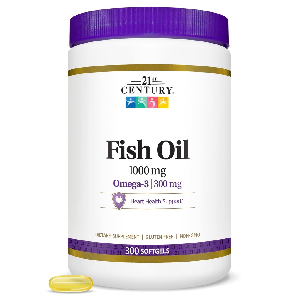 21. Yüzyıl Balık Yağı 1000 mg Softgels, 300 Kont