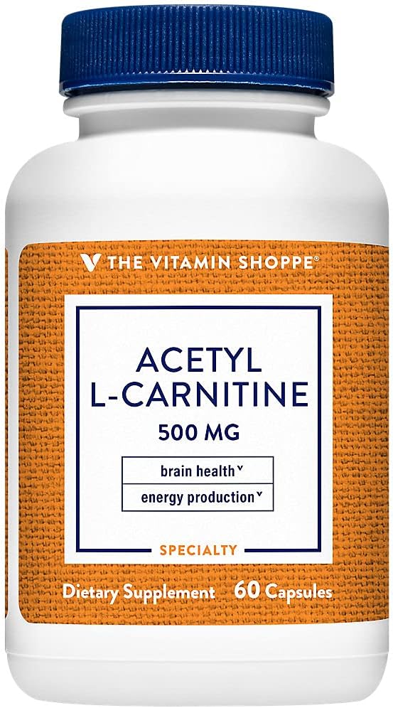 Η Βιταμίνη Shoppe Acetyl-L-Καρνιτίνη 500mg – Υποστηρίζει Υγιεινή λειτουργία εγκεφάλου & μνήμης, προωθεί την παραγωγή ενέργειας – CarnipureTM Προσφορές Καθαρή μορφή L-Καρνιτίνη (60 κάψουλες)