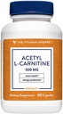 Shoppe Acetyl-L-Carnitine 500 mg - Sağlıklı Beyin ve Hafıza Fonksiyonlarını Destekler Enerji Üretimi - CarnipureTM L-Carnitine (60 Capsules) Saflık Formunu Sunuyor