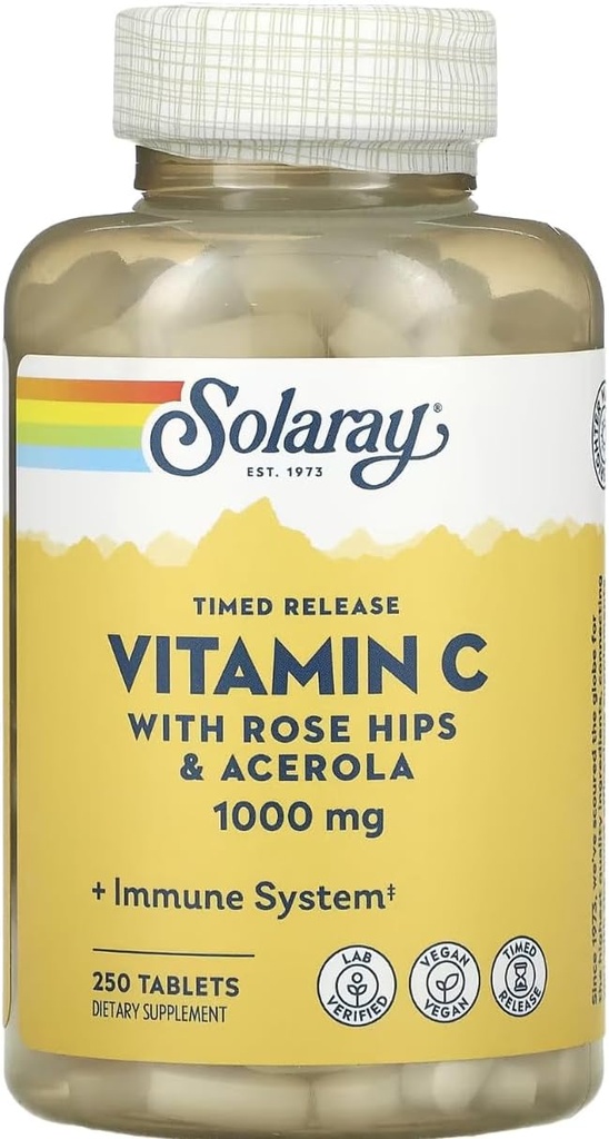 SOLARAY Timed Release Βιταμίνη C με Rose HIPS & Acerola, 1000 mg, 250 δισκία