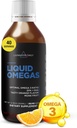 Daily Liquid Omega 3 Fish Oil EPA & DHA Supplement with Monk Fruit & Orange Flavor, Supports Heart, Joint & Brain Health, Fish Oil for Men & Women, Non GMO, Gluten Free, 200 ML, 40 Servisler