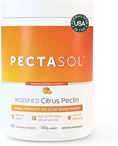 EcoNugenics PectaSol Τροποποιημένη Πηκτίνη Εσπεριδοειδών – 120 Tangerine Chewable Table Table Table Table Table Tables – Συμπλήρωμα Υγείας Ολικού Σώματος για την υποστήριξη της καρδιάς, του ανοσοποιητικού συστήματος, της φλεγμονής Ανταπόκριση + Διατήρηση Υγιούς Galectin-3 Επίπεδα