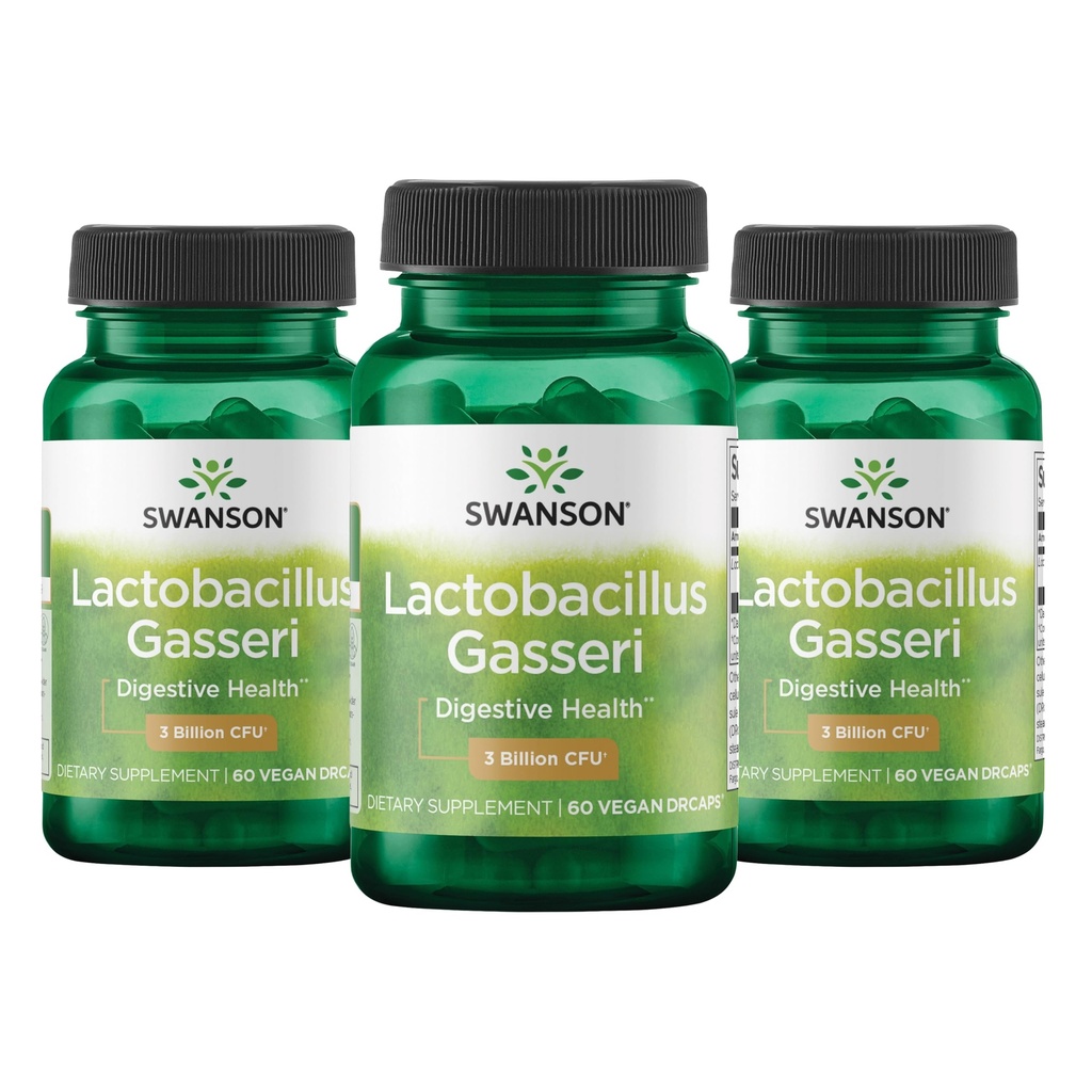Swanson Lactobacillus Gasseri - Probiyotik Supplement Supporting Digestive Health with 3 Milyar CFU - Design-Release Satiety & Fat Metabolism Desteği - (60 Veggie Capsules) 3 Şişeler