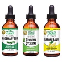 Botanic Choice Lemon Balm, Rosemary Leaf, & Gymnema Sylvestre Extracts Bundle – Καθημερινή συνολική συσκευασία ευεξίας για ισορροπημένο ύπνο, ανοσοποίησης Boost, καλύτερη εστίαση, & βελτιωμένη ευεξία (1 fl. Oz. Καθένα)