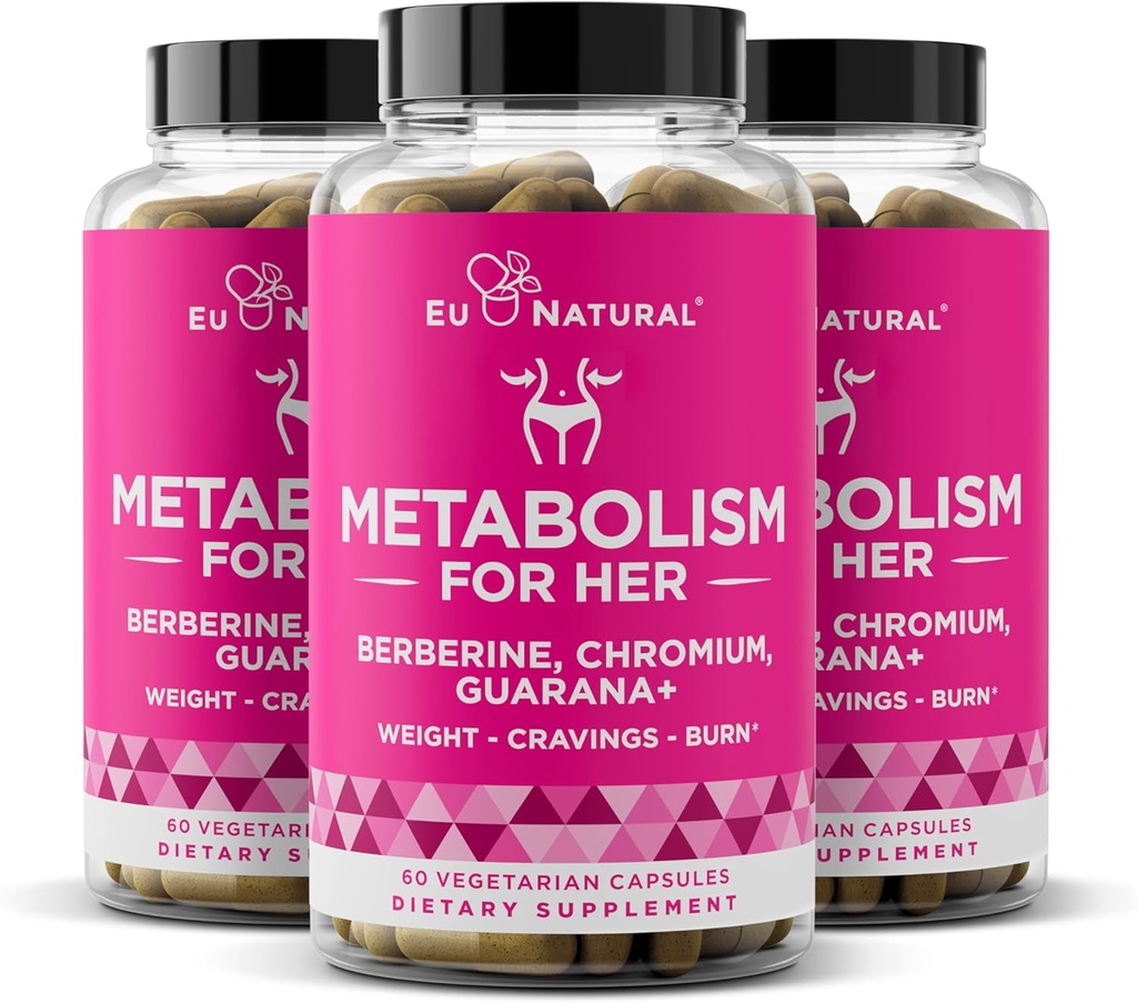 Metabolism for Her 3pack Sche - Kadınlar için Kilo Kaybı - Appetite Suppressant, Fat Burner, Metabolism ATM - Cravings & Lose Belly Fat - Berberine, Chromium Picolinate & Guarana