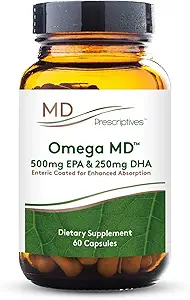 MD Prescriptives Omega MD Supplement - 500 EPA & 250 DHA Omega 3 Fish Oil - Υποστηρίζει την υγεία του εγκεφάλου και τις αρθρώσεις* - Δεν ψαρεύει μυρωδιά - 60 Softgels