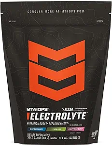 MTN OPS Elektrolytes Toz Paketleri, Sugar Free Hydration Packets, Gluten-Free Hydration Toz, Electrolyte Packets STM "Straight to Mouth" - 3 Flavors'ın Çeşitli Paketi, 30 Packs