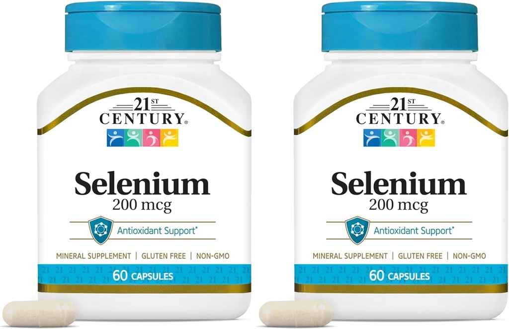 21. Yüzyıl Selenium 200 mcg Capsules, 60 Kont (Pack of 2)