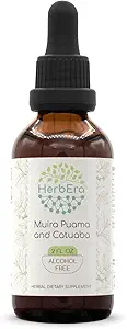 HerbEra Muira Puama and Catuaba B60 Alcohol-Free Herbal Extract Tincture, Concentrated Liquid Drops Natural (Ptychopetalum Olacoides and Trichilia catigua, Erythroxylum vacciniifolium) 2 fl oz