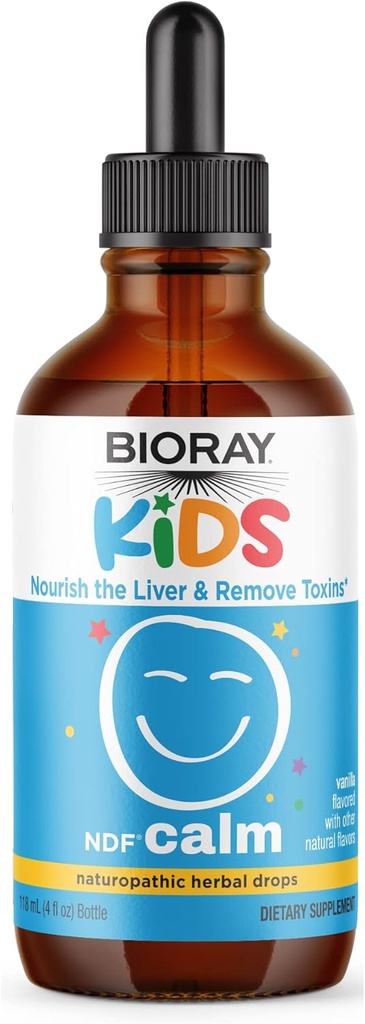 BIORAY Kids NDF Calm, Vanilla - 4 fl oz - Nourish The Liver & Take Toxins - Non-GMO, Vegan, Gluten Free - 2-4 Ay Supply