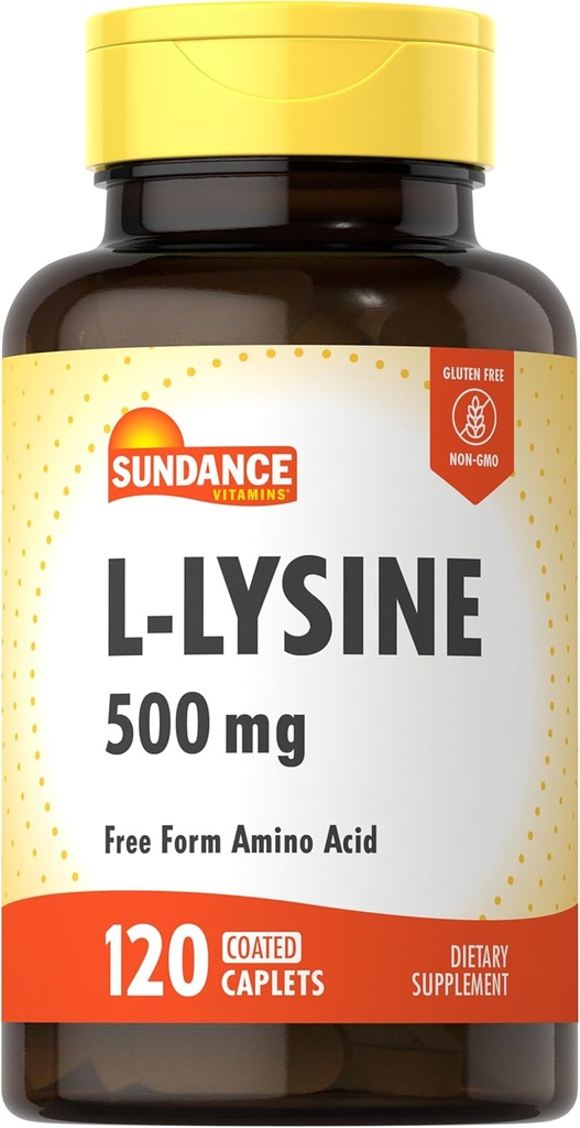 Sundance L-Lysine 500 mg | 120 Caplets | Free Form Amino Asit | Vegetarian, Non-GMO ve Gluten Free Supplement Supplement Supplement