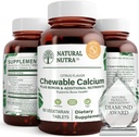 Natural Nutra Chewable Calcium Supplement for Bone Strength, Promotes Muscle Health, Helps Enhance Teeth Health, Support Nerve Health, and Cardiovascular Health, Improve Bone Strength, 60 Tablets