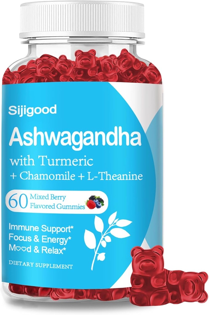 L-theanine ile Ashwagandha Gummies, Kadınlar için Ashwa Root Supplement Gummy, 60 Karma Berry Flavored Gummies with L-theanine, Ashwa Root Supplement Gummy for Women Men, 60 Karma Berry Flavored Gummies