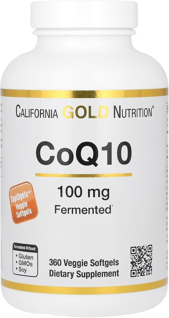 California Gold Beslenme CoQ10 100 mg, Coenzyme Q10 Ubiquinone USP, Supports Mitochondrial Function, 360 Veggie Softgels
