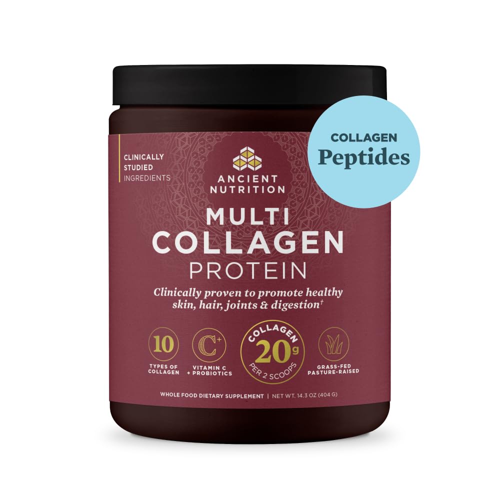 Eski Beslenme Kolajn, Toz, Multi Collagen protein, Kadınlar ve Erkekler, C vitamini, Probiyotikler, Hydrolyzed Collagen, Supports Skin, Ortaklar, Gut Health, Unflavored, 40 Hizmetler
