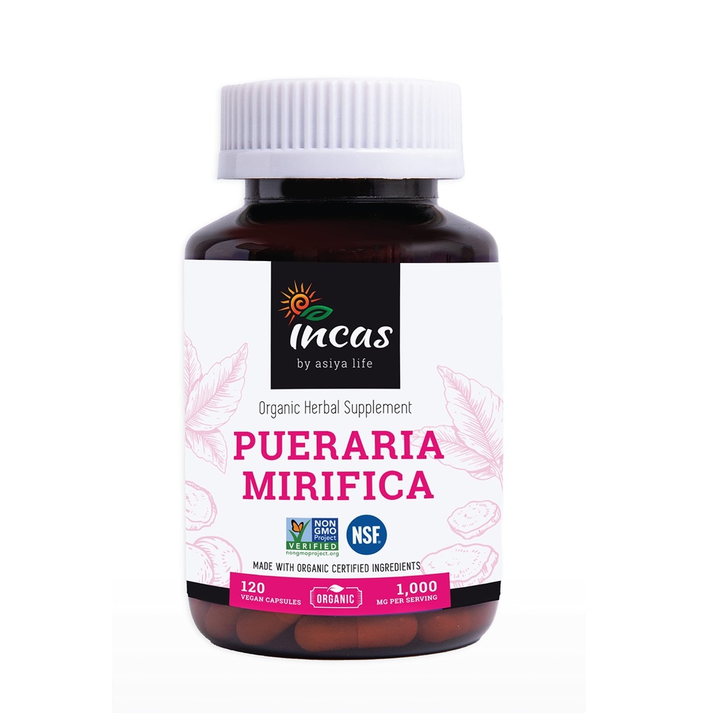 INCAS Organik Pueraria Mirifica 500 mg Root Extract Toz Vegan Capsules from Tayland Non GMO  Onaylandı Kadın Sağlığı, Organik Doğal Herbal