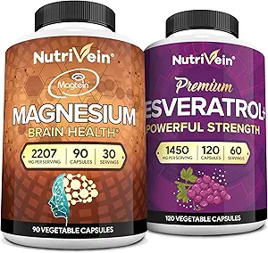 Nutrivein Premium Magnezyum L-Threonate & Resveratrol Supplement Sche: Yüksek hacimli Magnezyum Threonate and Resveratrol Capsules for Repair, Defenses, & Vitality