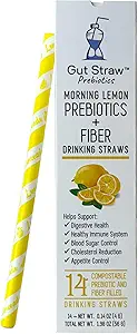 Gut Straw Morning Lemon Water Straw - A Serving of Prebiotic Fiber and Half a Lemon Inside Each Infused Drinking Straw