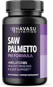 Saw Palmetto PM για άνδρες με μελατονίνη 3mg - Night Time Prostate Health Supplement for Bladdder and Sleep Support - Μειώστε την ουρική συχνότητα - 100 Count - Vegan, Μη ΓΤΟ κάψουλες - Πάνω από 3 μήνες προσφοράς