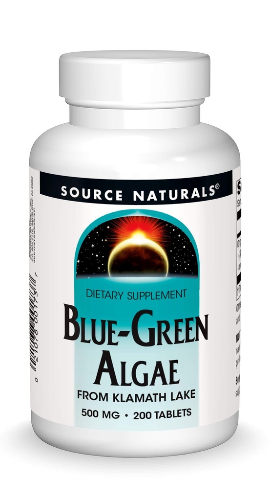 Πηγή Naturals Blue Green Algae από τη λίμνη Klamath - συμπλήρωμα Algae Superfood, 500 mg - 200 δισκία