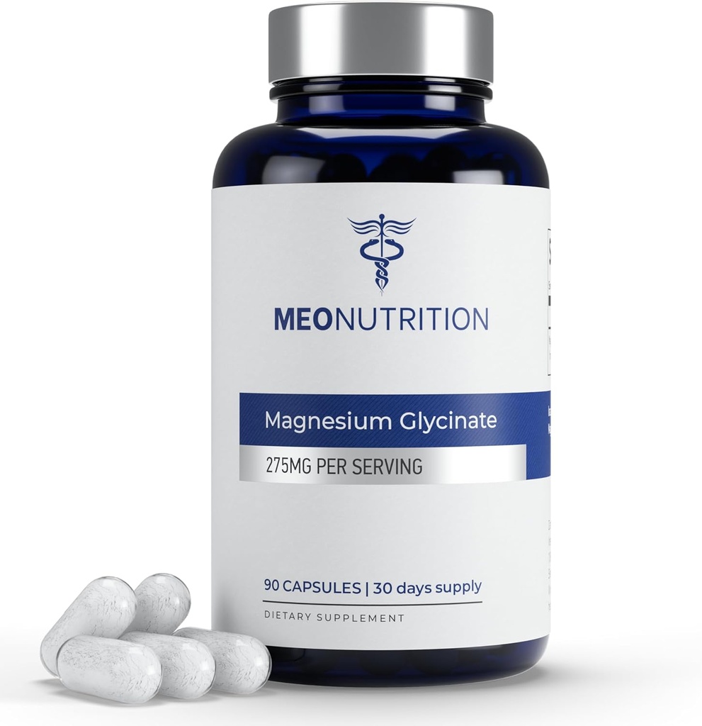 Magnezyum Glycinate 275 mg per Service | 90 Vegan Capsules | Non-GMO, Gluten-Free, Digestion | Supports Sleep, Heart & Bone Health | Made in USA