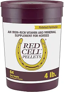 Farnam Horse Health Red Cell Pellets, Βιταμίνη-Ιron-Mineral συμπλήρωμα για τα άλογα, βοηθά να γεμίσουν σημαντικά διατροφικά κελιά στη διατροφή των αλόγων, 4 lbs., 64-Day Supply