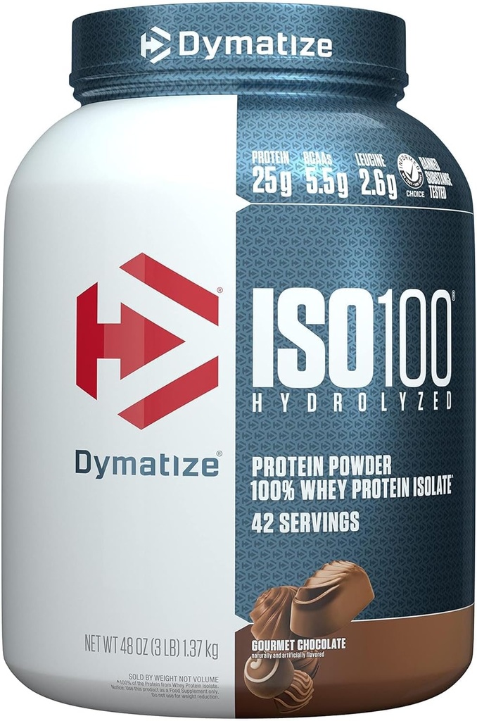 ISO100 Hydrolyzed Protein Tozunu,% 100 Whey Isolate proteini, Protein 25g, 5.5g BCAAs, Gluten Free, Fast Absorbing, Easy Digesting, Gourmet, Chocolate 3 Pound 42 Hizmet)