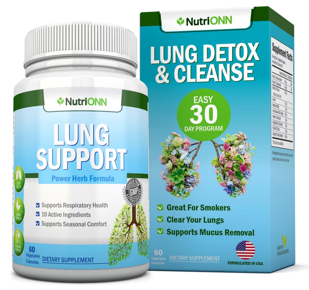 Lung Detox ve Cleanse - Dumanlılar için Büyük - Ekstra Güç -% Herbal Lung Health Supplements - Mucus Removal Support - Propiratory Health - Natural Way to Keep Your Lungs Clear